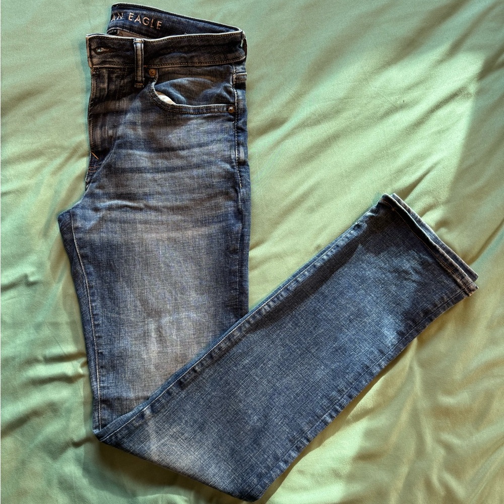 American Eagle AirFlex+ Slim Straight Denim Blue Jeans Men's Size 32x36